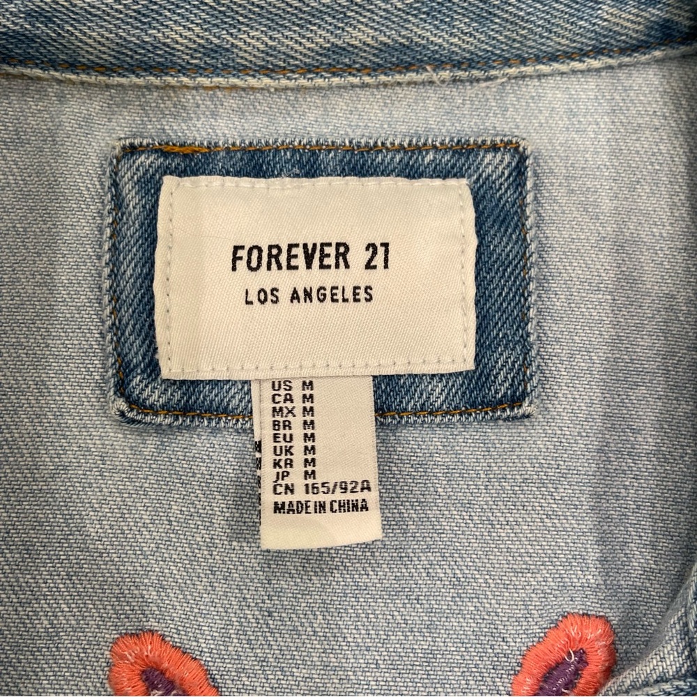 Forever 21 Embroidered Oversized Denim Jacket - Picture 8 of 16